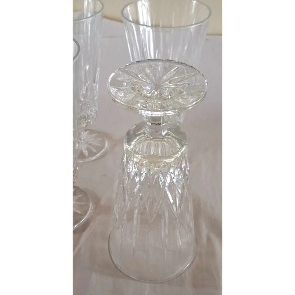 Godinger Caitlin Crystal Glasses Set of 4 Ice Tea Water Goblet Footed 7 3/4